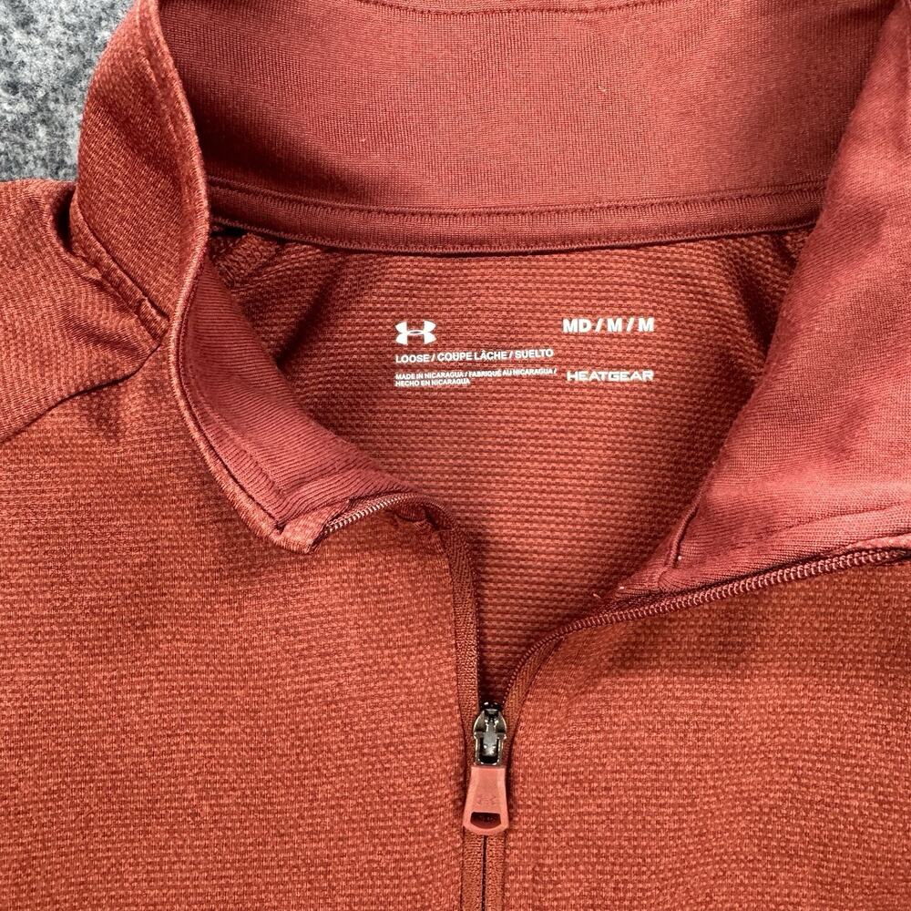 Under Armour Shirt Mens Med Rust Heat Gear Performance Stretch Wicking A267 - Picture 3 of 8